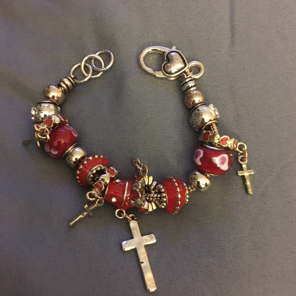 Heart & cross bracelet